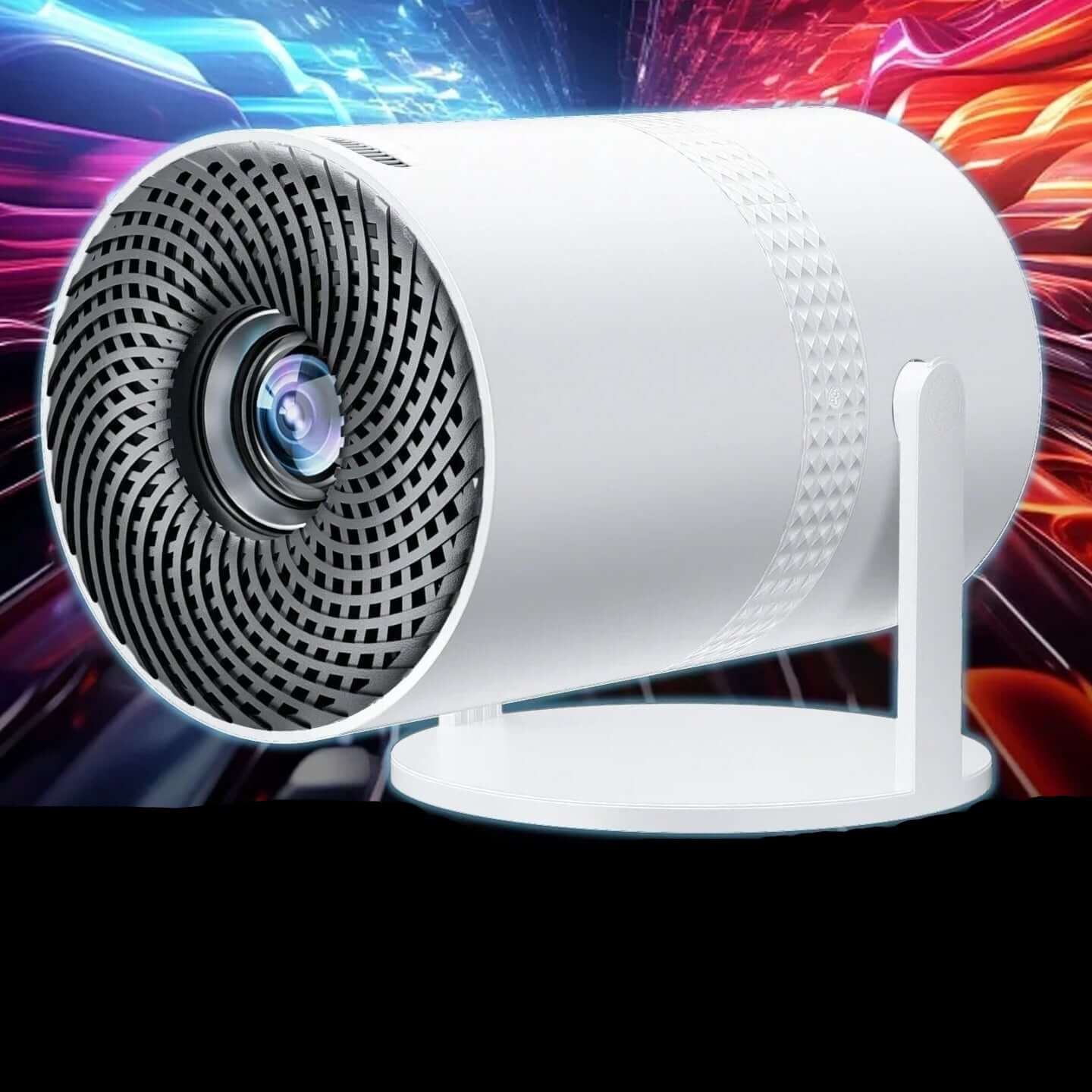 Mini portable projector with sleek design, delivering cinema-quality visuals and seamless streaming.